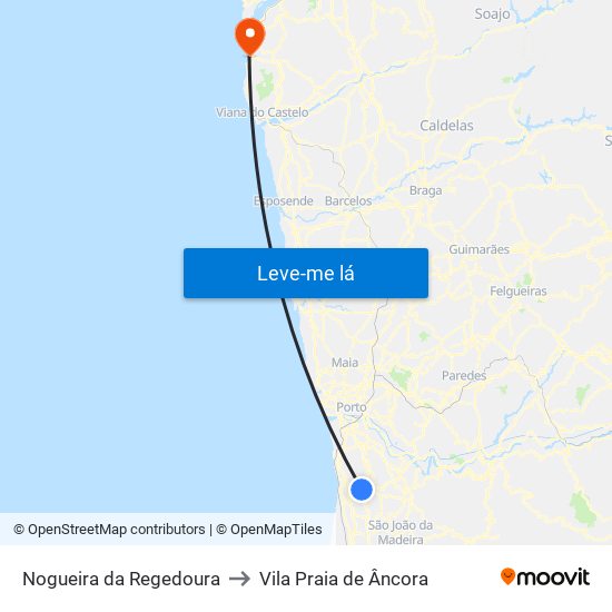 Nogueira da Regedoura to Vila Praia de Âncora map