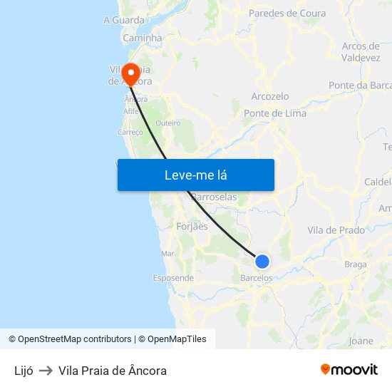 Lijó to Vila Praia de Âncora map