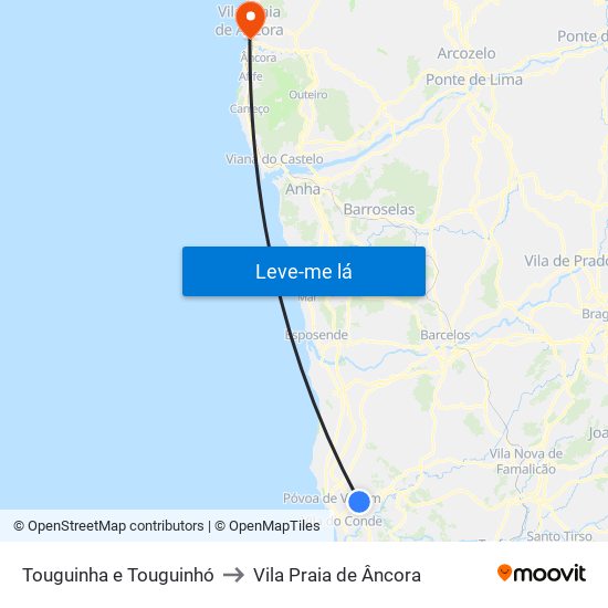 Touguinha e Touguinhó to Vila Praia de Âncora map
