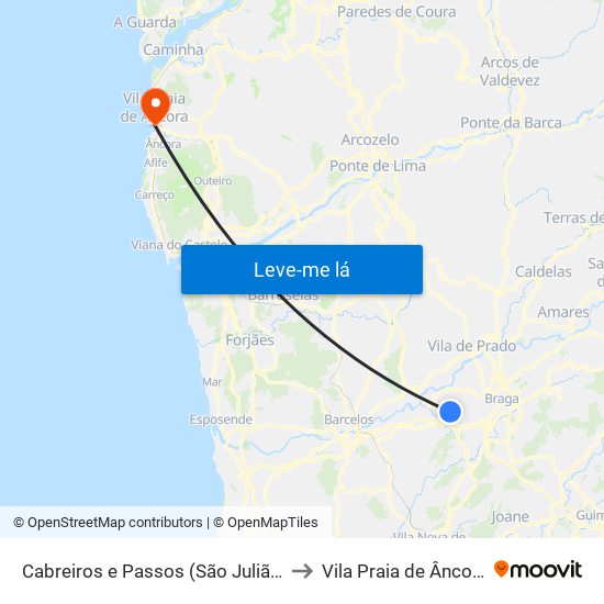 Cabreiros e Passos (São Julião) to Vila Praia de Âncora map