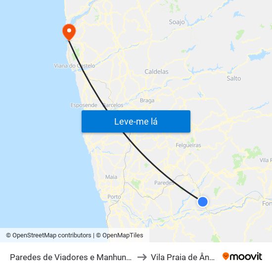 Paredes de Viadores e Manhuncelos to Vila Praia de Âncora map