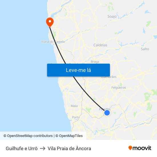 Guilhufe e Urrô to Vila Praia de Âncora map