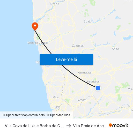 Vila Cova da Lixa e Borba de Godim to Vila Praia de Âncora map