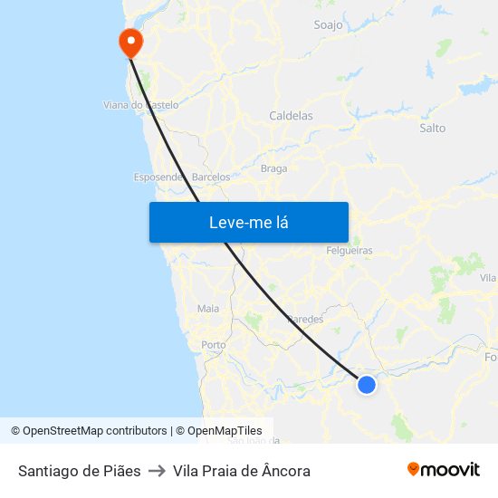 Santiago de Piães to Vila Praia de Âncora map