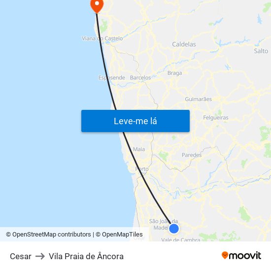 Cesar to Vila Praia de Âncora map