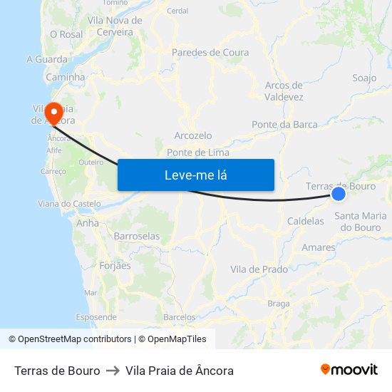 Terras de Bouro to Vila Praia de Âncora map