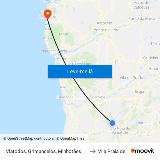 Viatodos, Grimancelos, Minhotães e Monte de Fralães to Vila Praia de Âncora map