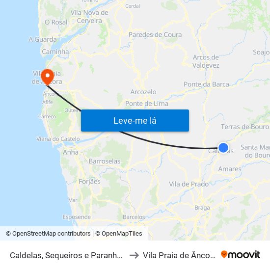 Caldelas, Sequeiros e Paranhos to Vila Praia de Âncora map