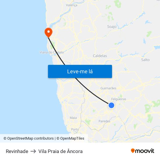 Revinhade to Vila Praia de Âncora map