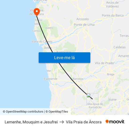 Lemenhe, Mouquim e Jesufrei to Vila Praia de Âncora map
