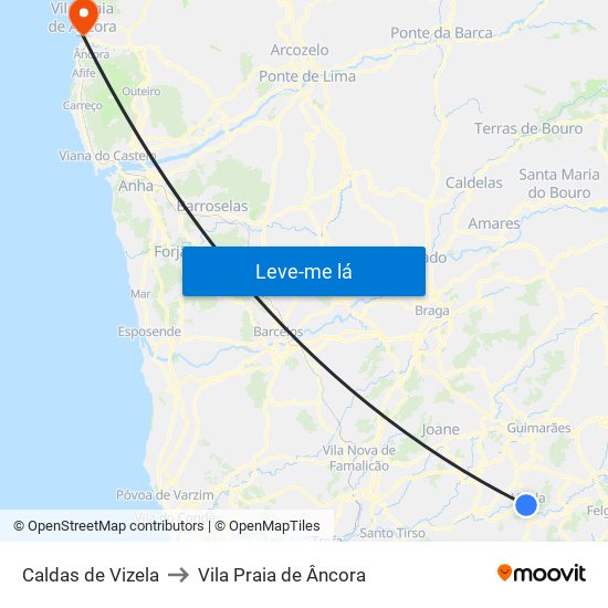 Caldas de Vizela to Vila Praia de Âncora map