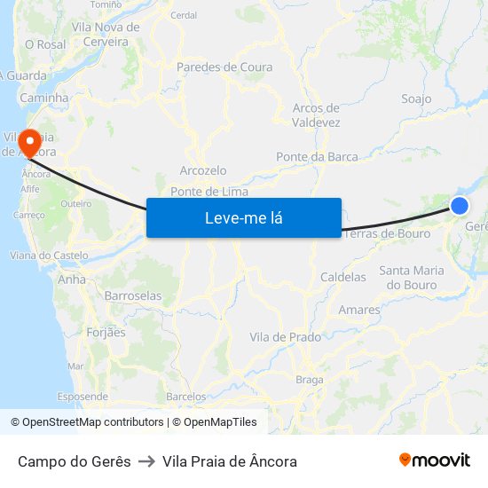 Campo do Gerês to Vila Praia de Âncora map