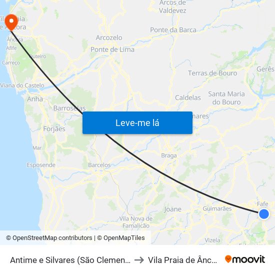 Antime e Silvares (São Clemente) to Vila Praia de Âncora map