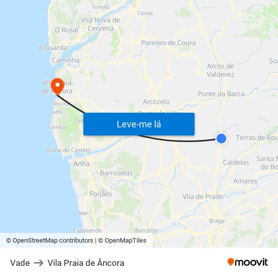 Vade to Vila Praia de Âncora map