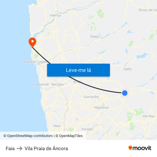 Faia to Vila Praia de Âncora map