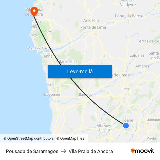 Pousada de Saramagos to Vila Praia de Âncora map