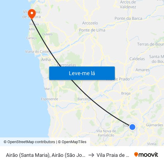 Airão (Santa Maria), Airão (São João) e Vermil to Vila Praia de Âncora map