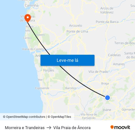 Morreira e Trandeiras to Vila Praia de Âncora map