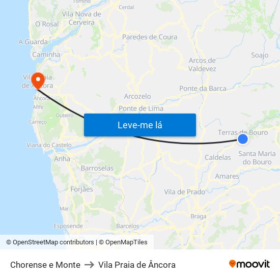 Chorense e Monte to Vila Praia de Âncora map