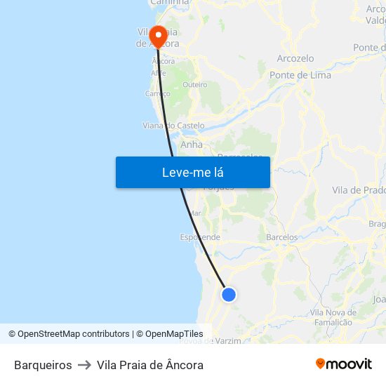 Barqueiros to Vila Praia de Âncora map