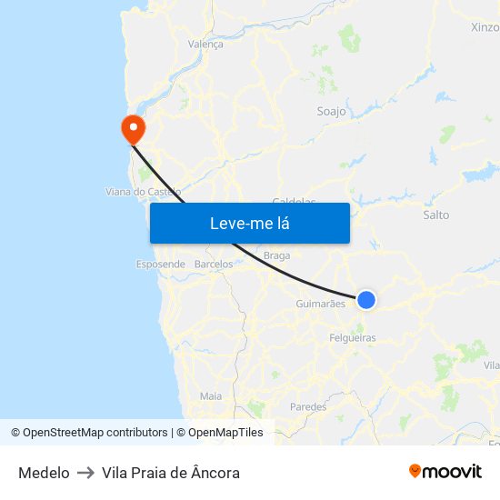 Medelo to Vila Praia de Âncora map