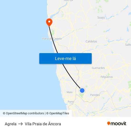 Agrela to Vila Praia de Âncora map