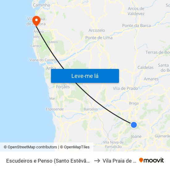 Escudeiros e Penso (Santo Estêvão e São Vicente) to Vila Praia de Âncora map