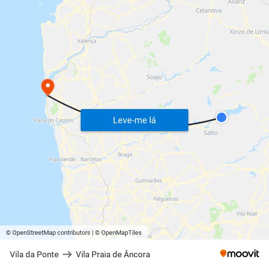 Vila da Ponte to Vila Praia de Âncora map