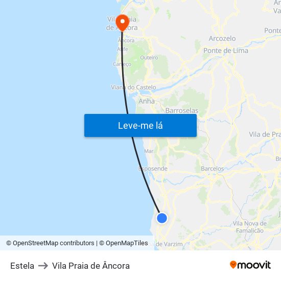 Estela to Vila Praia de Âncora map