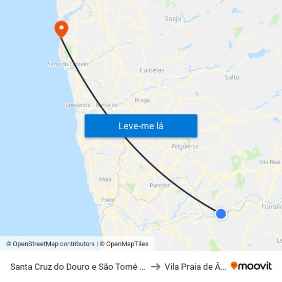 Santa Cruz do Douro e São Tomé de Covelas to Vila Praia de Âncora map