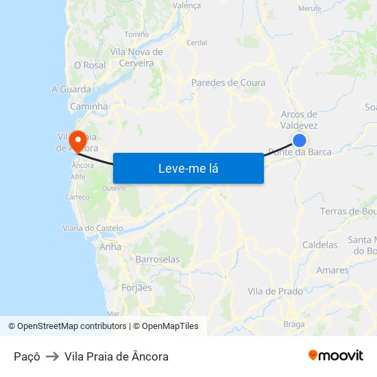 Paçô to Vila Praia de Âncora map