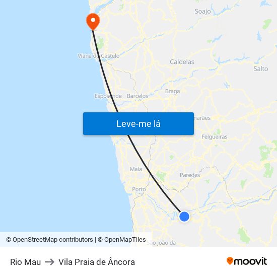 Rio Mau to Vila Praia de Âncora map