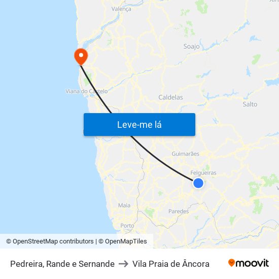 Pedreira, Rande e Sernande to Vila Praia de Âncora map