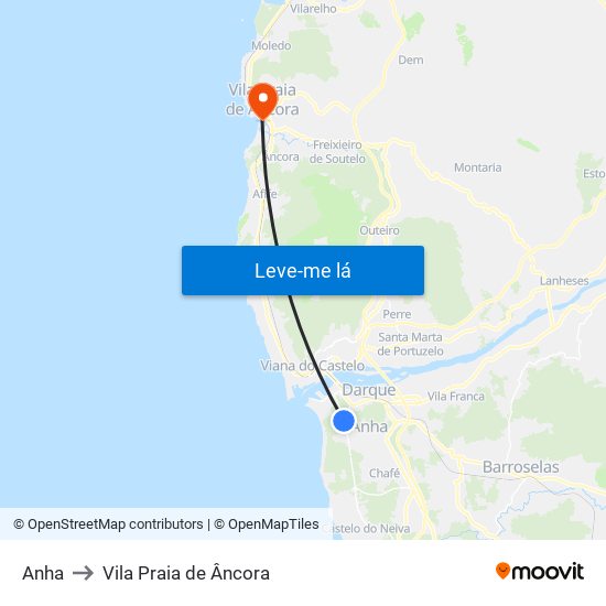 Anha to Vila Praia de Âncora map