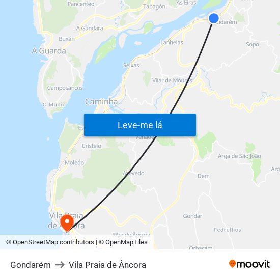 Gondarém to Vila Praia de Âncora map