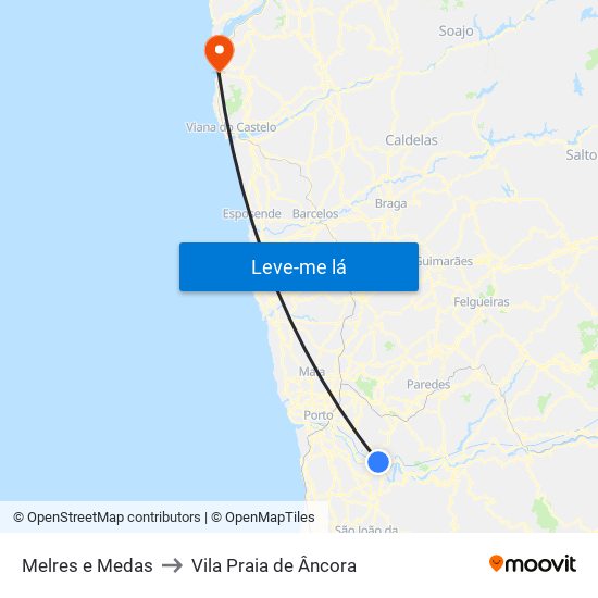 Melres e Medas to Vila Praia de Âncora map