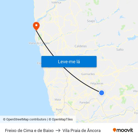 Freixo de Cima e de Baixo to Vila Praia de Âncora map