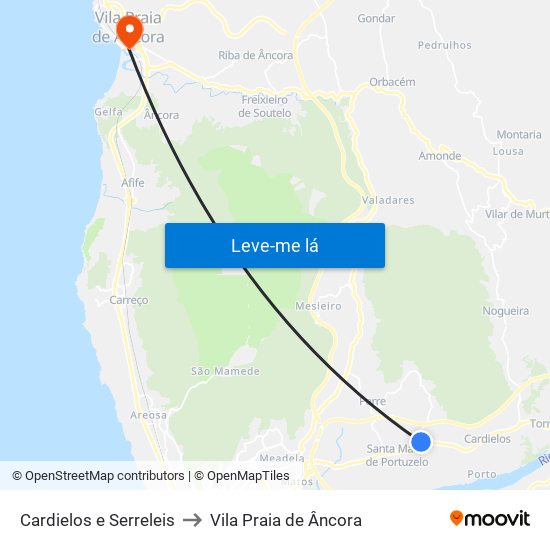 Cardielos e Serreleis to Vila Praia de Âncora map