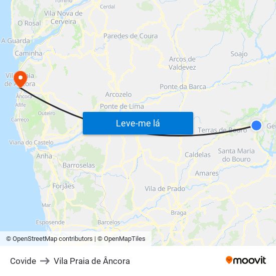 Covide to Vila Praia de Âncora map