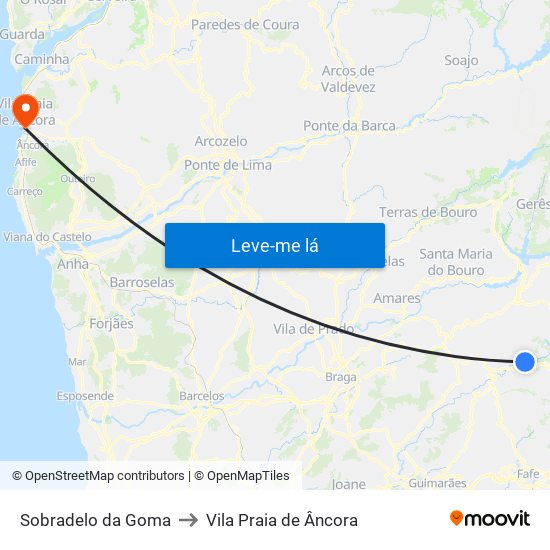 Sobradelo da Goma to Vila Praia de Âncora map