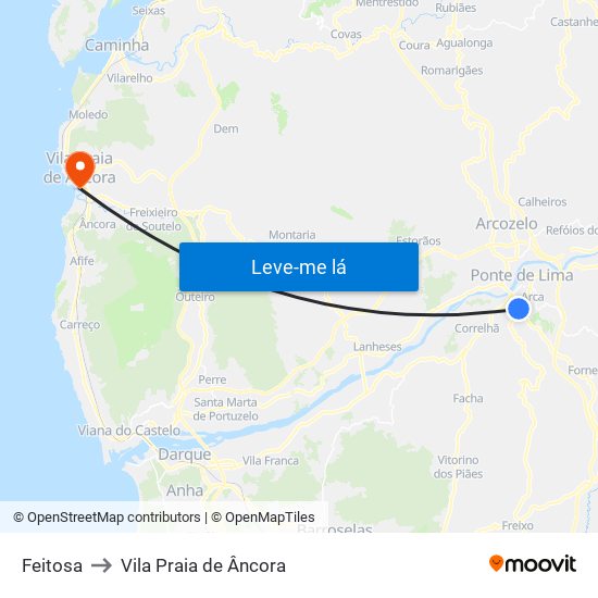 Feitosa to Vila Praia de Âncora map