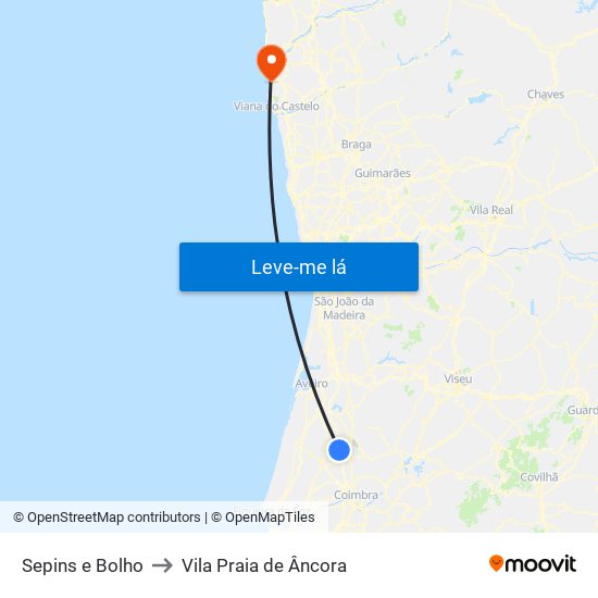 Sepins e Bolho to Vila Praia de Âncora map