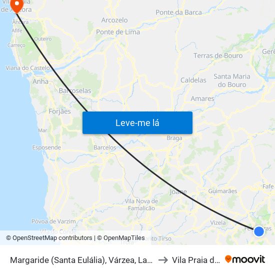 Margaride (Santa Eulália), Várzea, Lagares, Varziela e Moure to Vila Praia de Âncora map