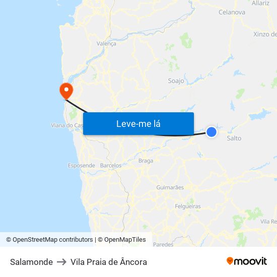 Salamonde to Vila Praia de Âncora map