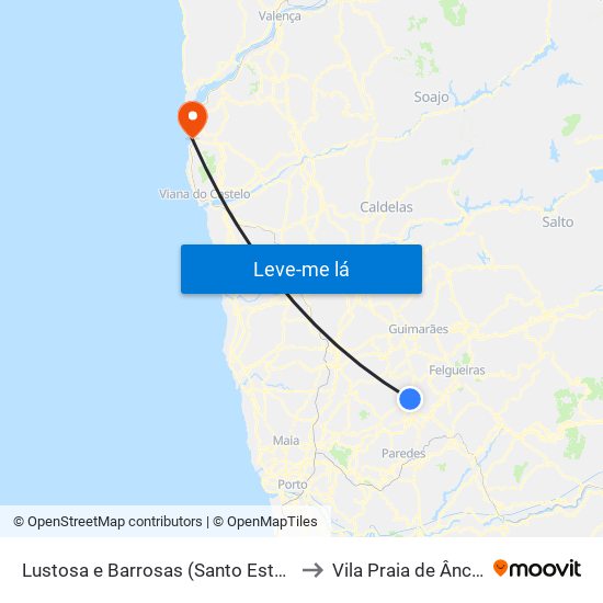 Lustosa e Barrosas (Santo Estêvão) to Vila Praia de Âncora map
