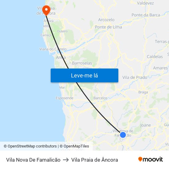 Vila Nova De Famalicão to Vila Praia de Âncora map