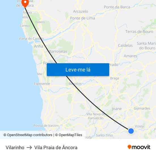 Vilarinho to Vila Praia de Âncora map