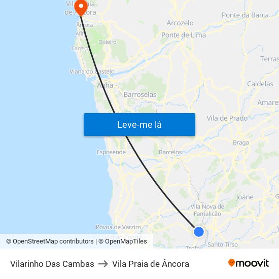 Vilarinho Das Cambas to Vila Praia de Âncora map