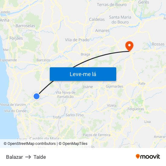 Balazar to Taíde map