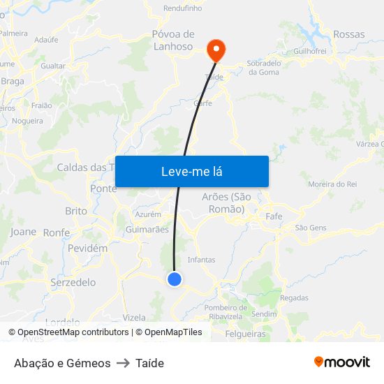 Abação e Gémeos to Taíde map